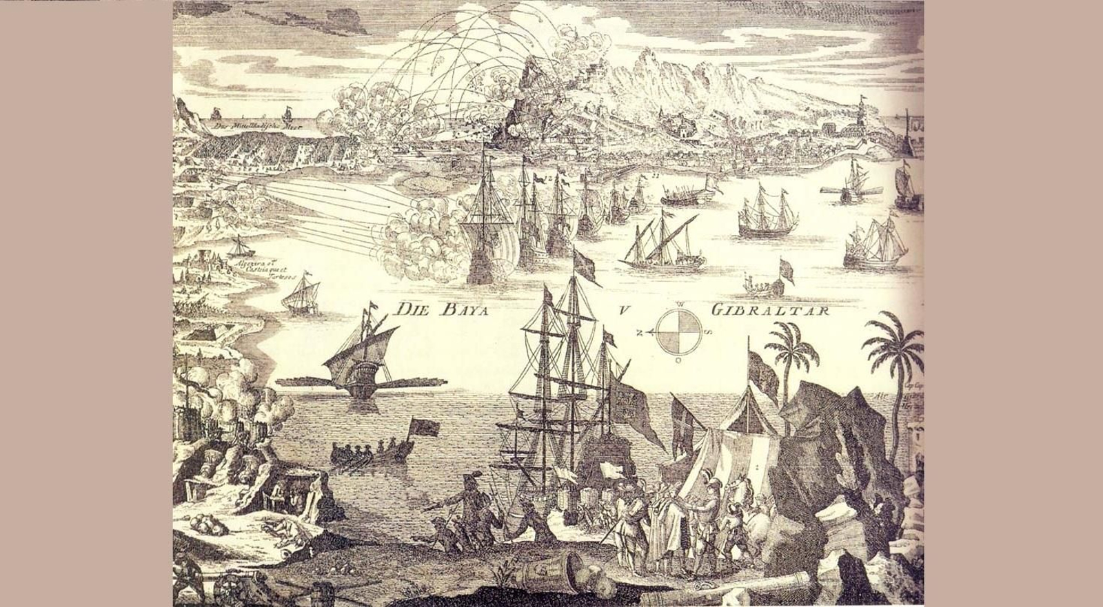 Grabado alemán sobre el sitio de Gibraltar de 1727.