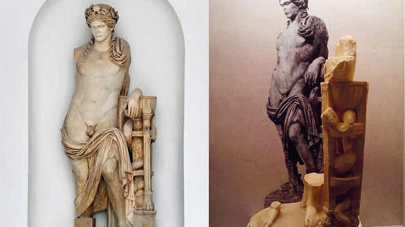 Apolo del Museo del Bardo. Dcha: Apolo de Carteia.
