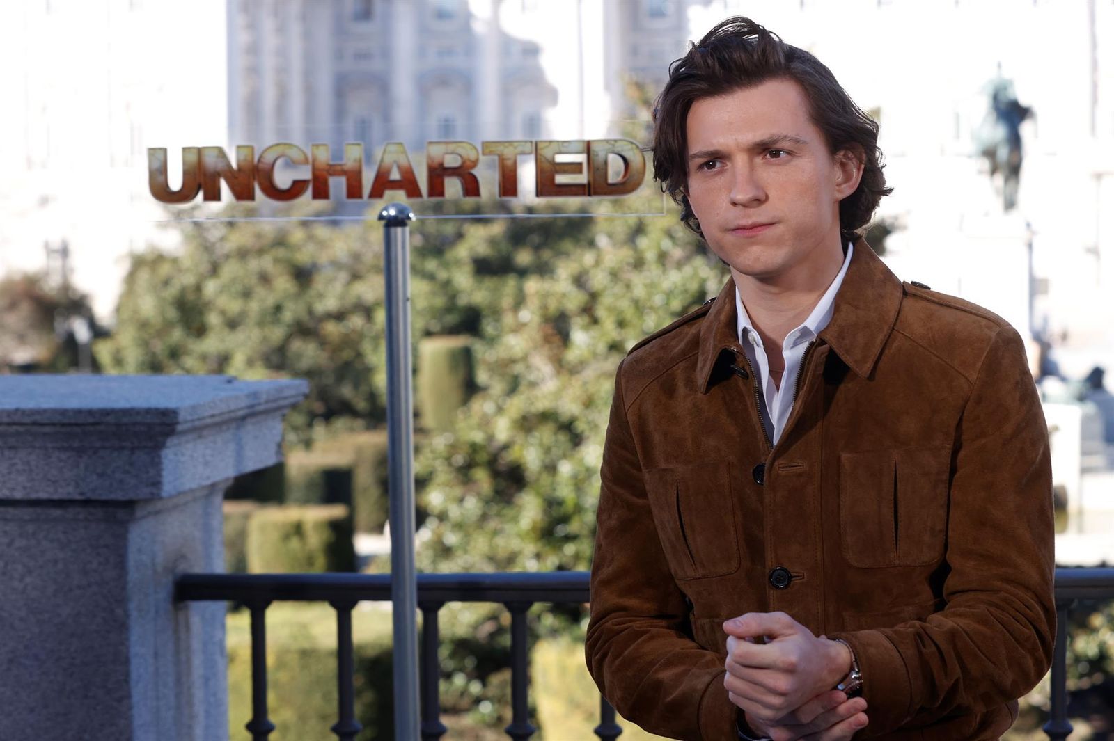 El actor Tom Holland durante la presentación de la película 'Uncharted'