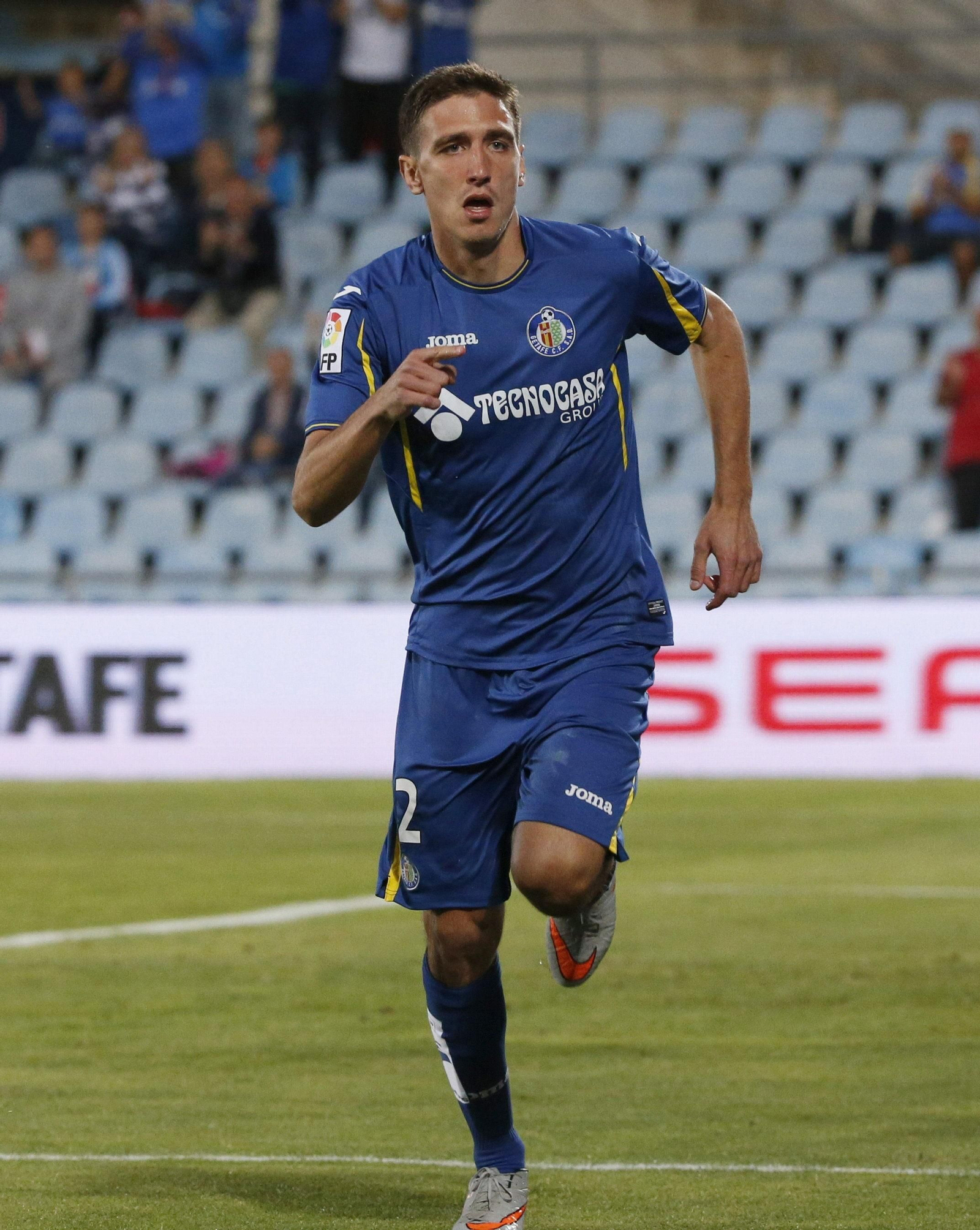 Scepovic durante su primer gol con el Getafe logrado ante el Málaga.
