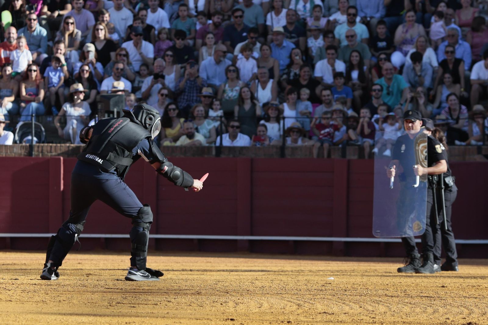 Las imágenes de la espectacular exhibición de la Policía Nacional en la Maestranza