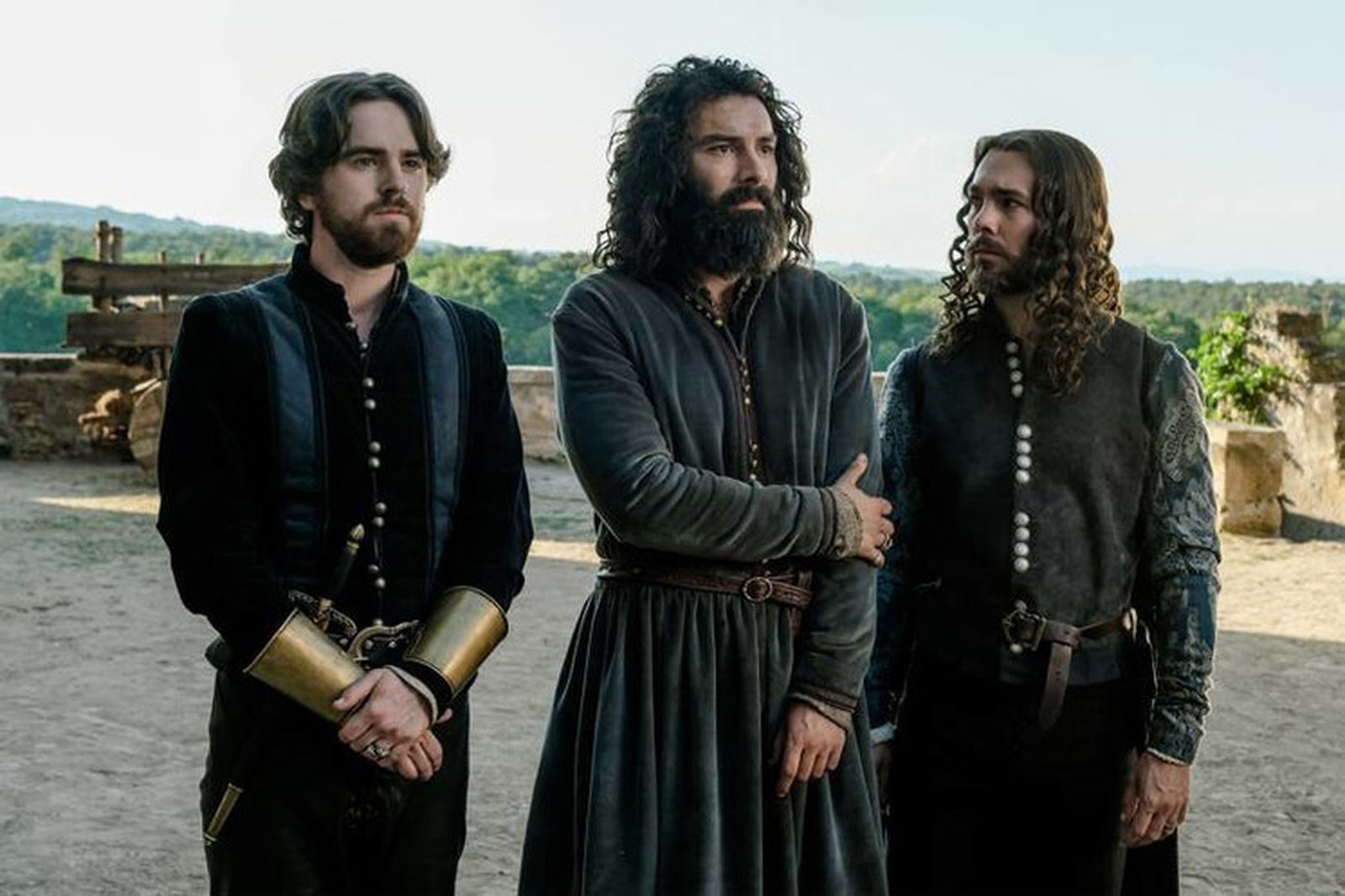 Freddie Highmore, Aidan Turner y Carlos Cuevas (Stefano, Leonardo Da Vinci y el aprendiz Sala en la serie 'Leonardo'