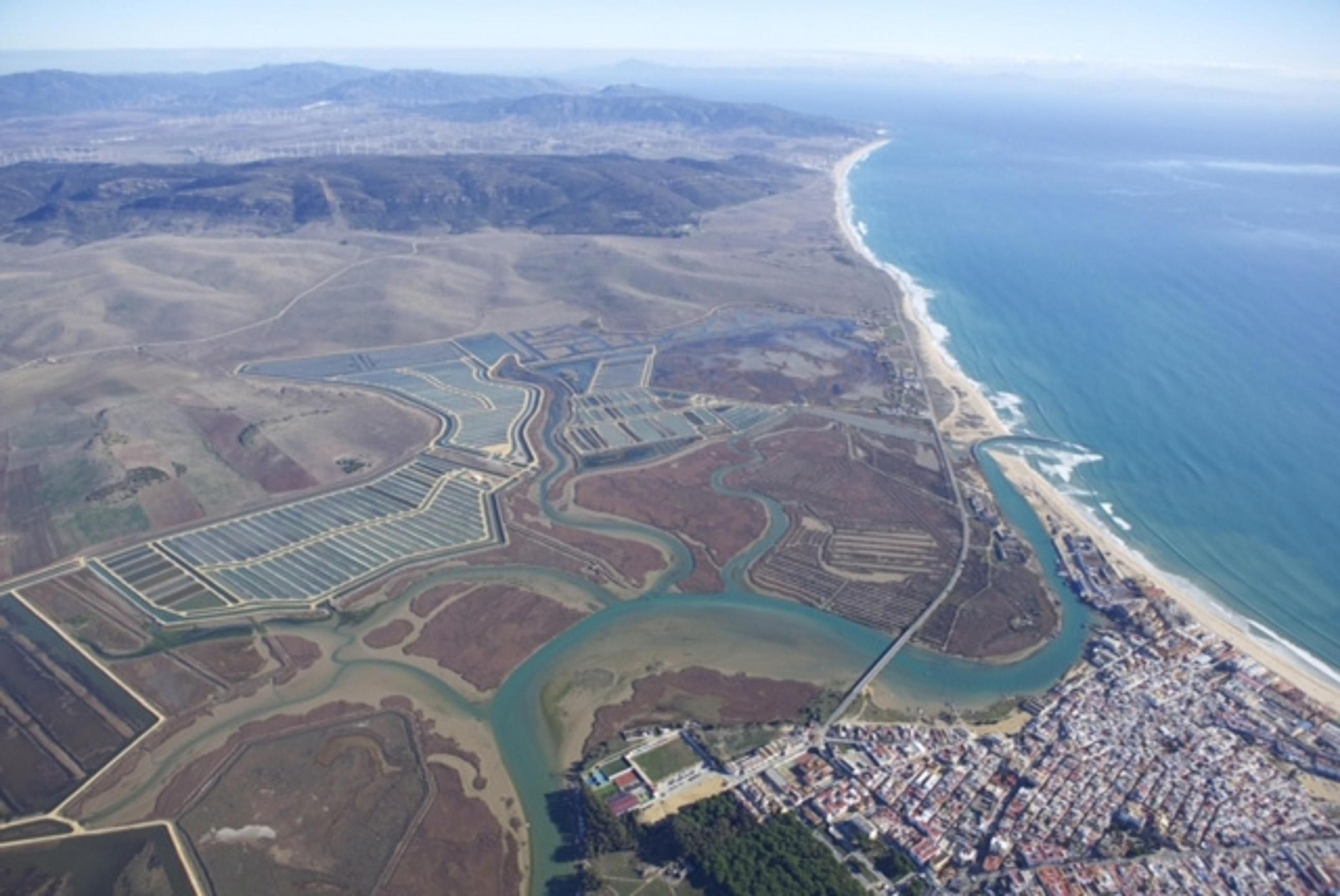 Vista área de las marismas del río Barbate.