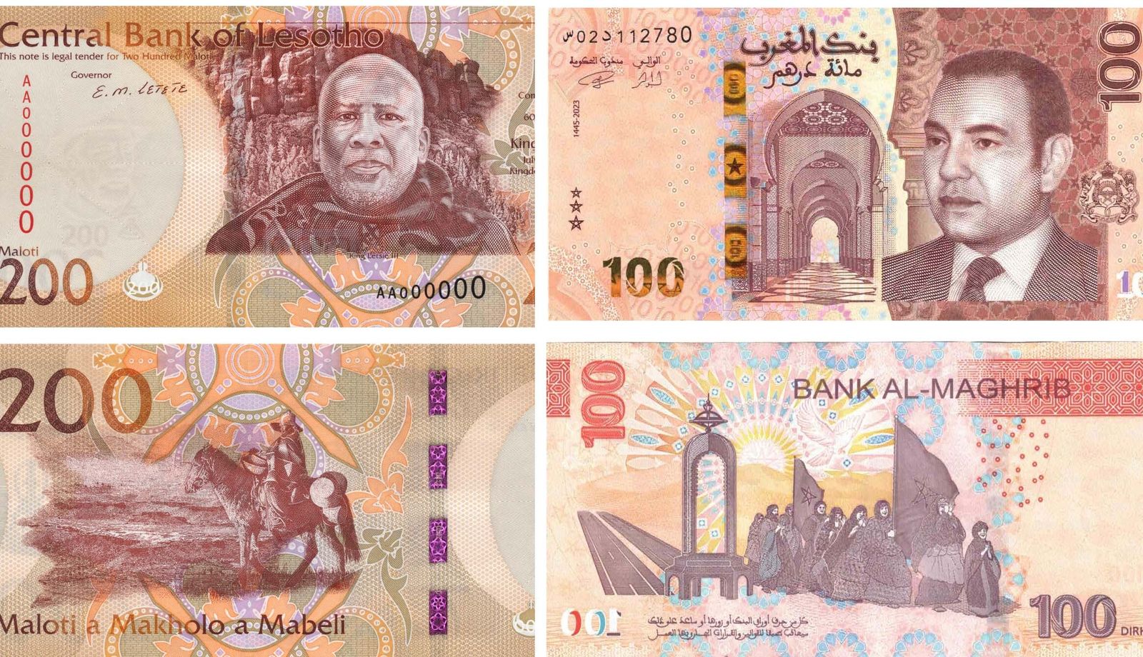 Dos billetes de Marruecos y Lesoto, galardonados como Billetes del Año