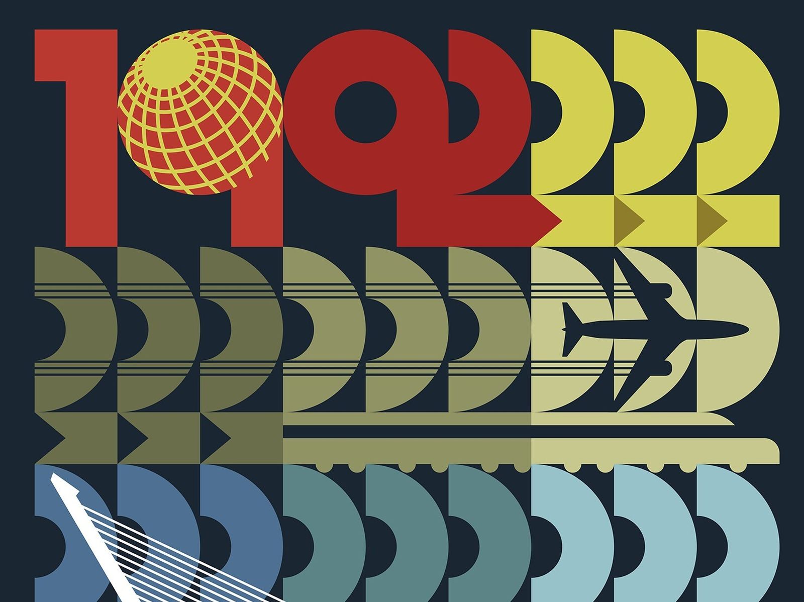 Cartel sobre la exposición sobre el patrimonio arquitectónico y cultural que trajo la Expo92 de Sevilla.