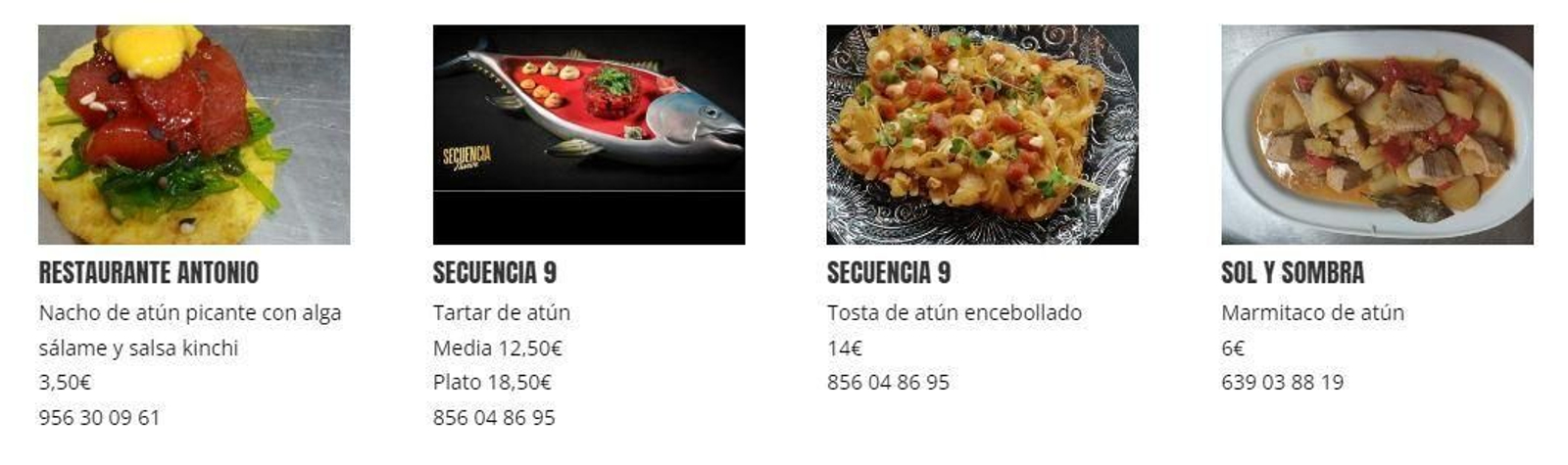 Restaurantes y tapas de la Semana del Atún de Jerez