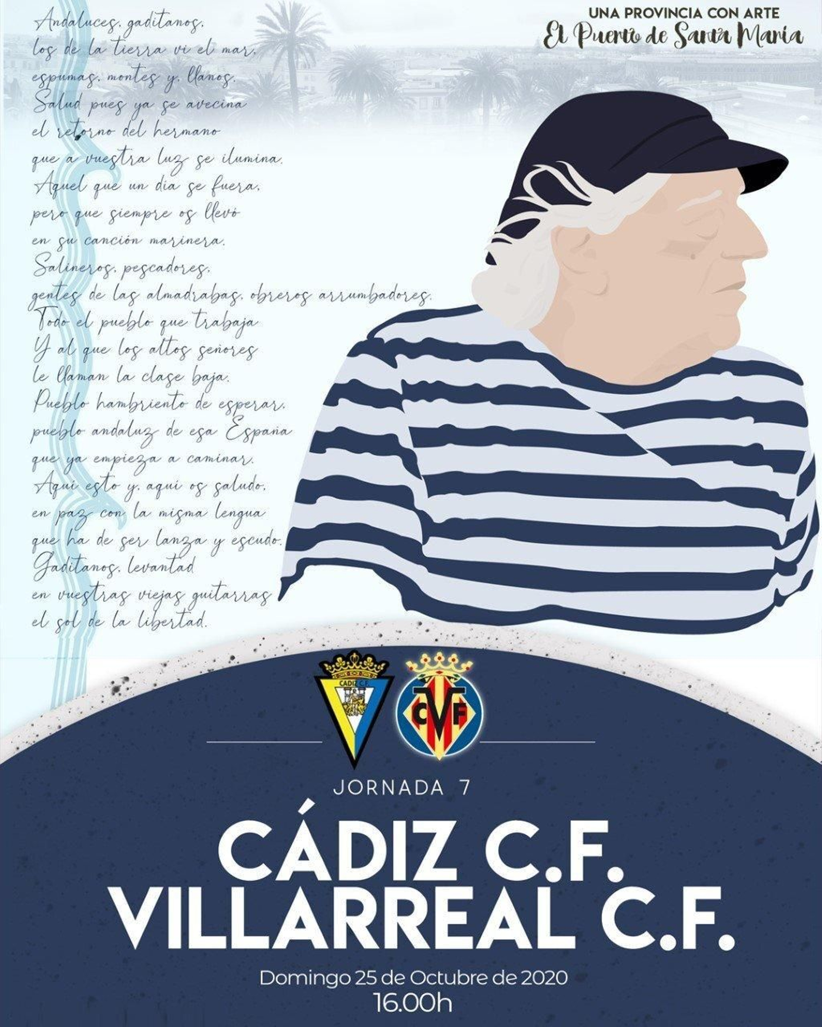 El cartel del partido entre el Cádiz CF y el Villarreal.