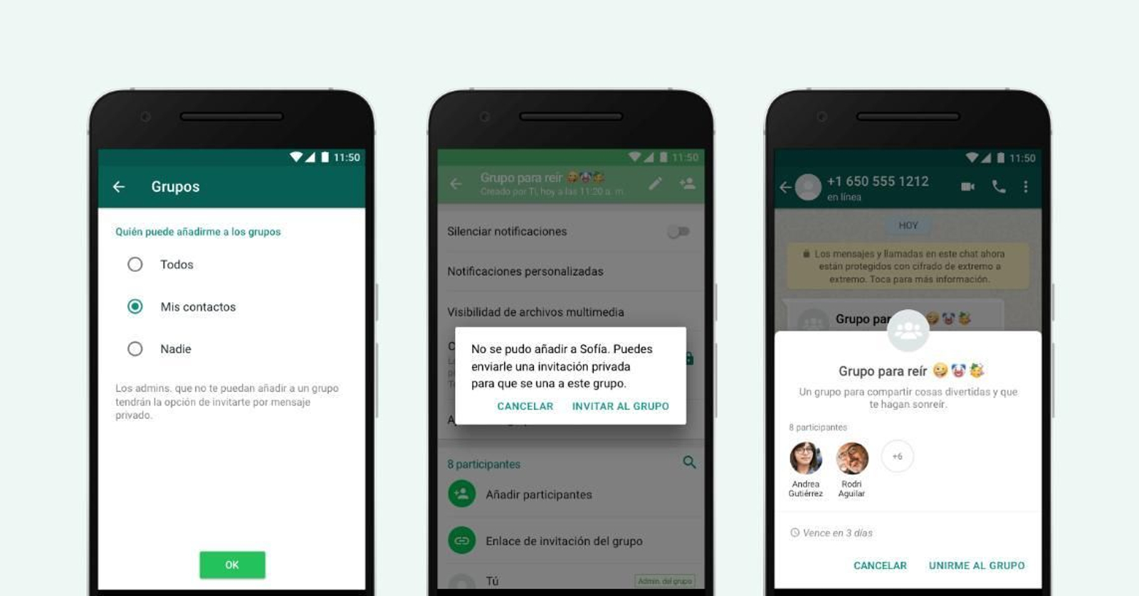 Ajustes de privacidad de los grupos de WhatsApp