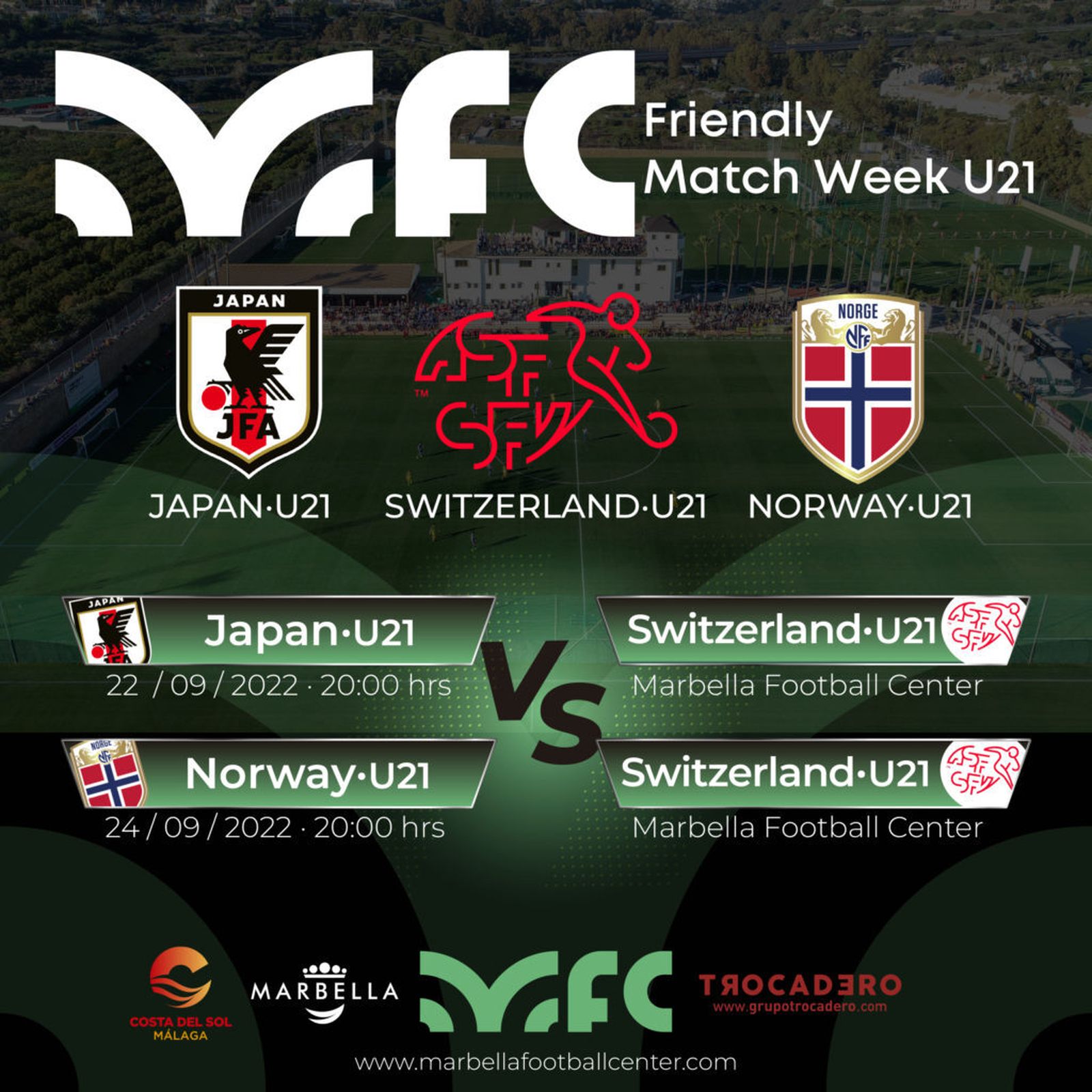 Las selecciones sub 21 de Suiza, Noruega y Japón estarán en Marbella.