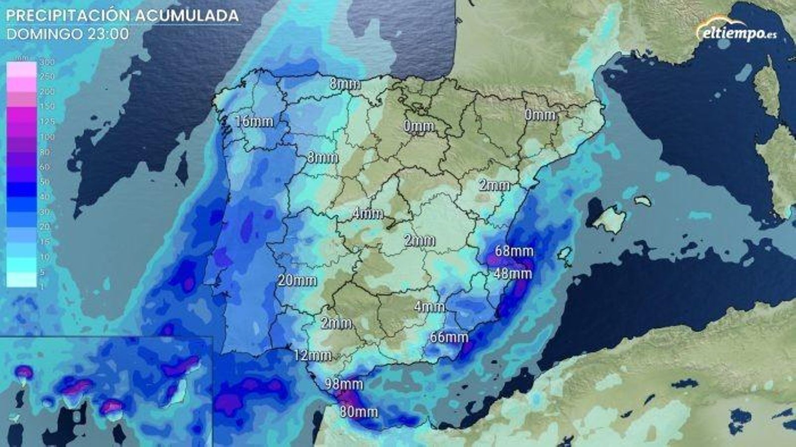 Precipitación acumulada durante el fin de semana.