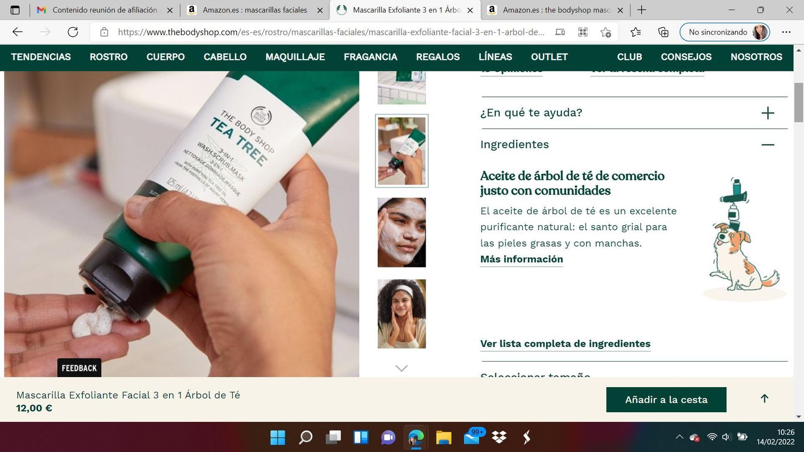 Mascarilla facial árbol de té