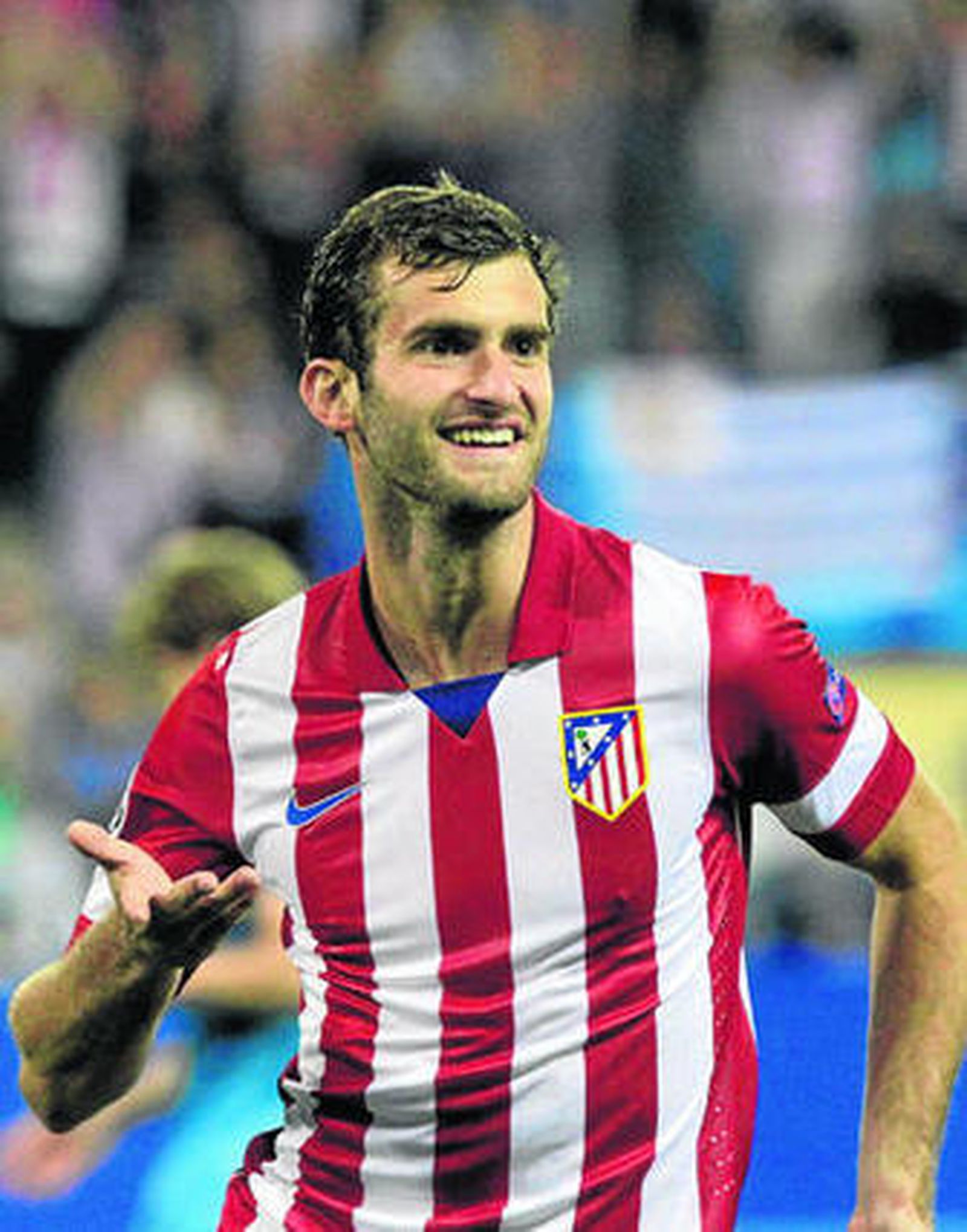 Leo Baptistao celebra un gol con el Atlético de Madrid.