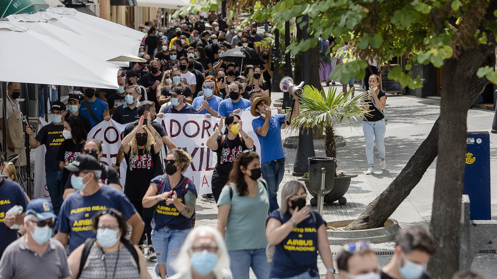 Manifestación contra el cierre de Airbus en Cádiz.