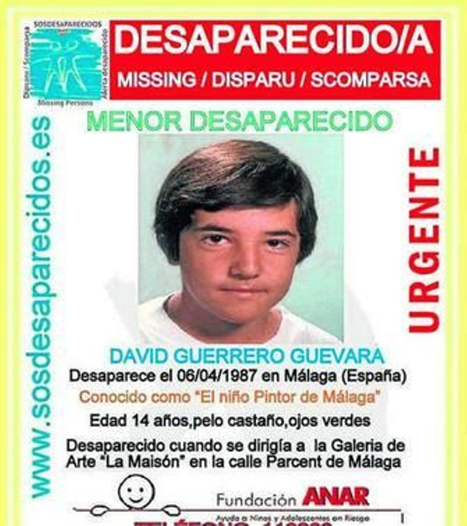 El cartel difundido con la desaparición del menor.
