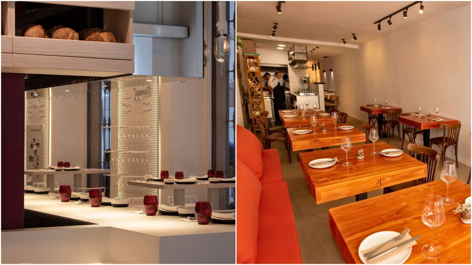 El interior de La Cosmo, a la izquierda, y de Alita, a la derecha.