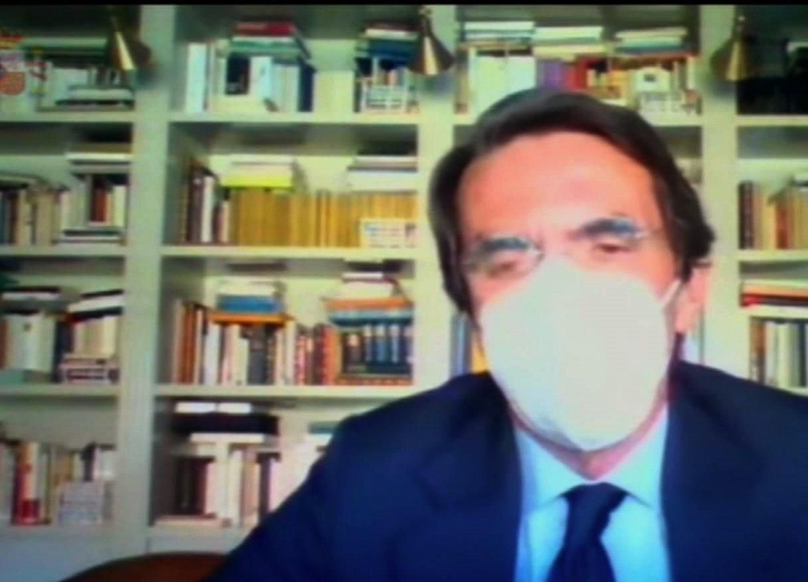 José María Aznar declara por videoconferencia. José María Aznar declara por videoconferencia.