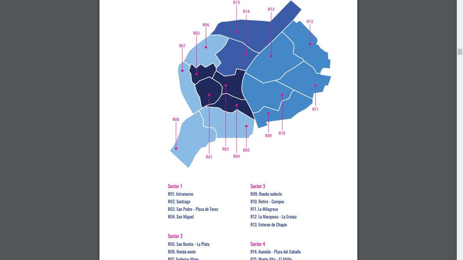 Mapa por zonas de Jerez.