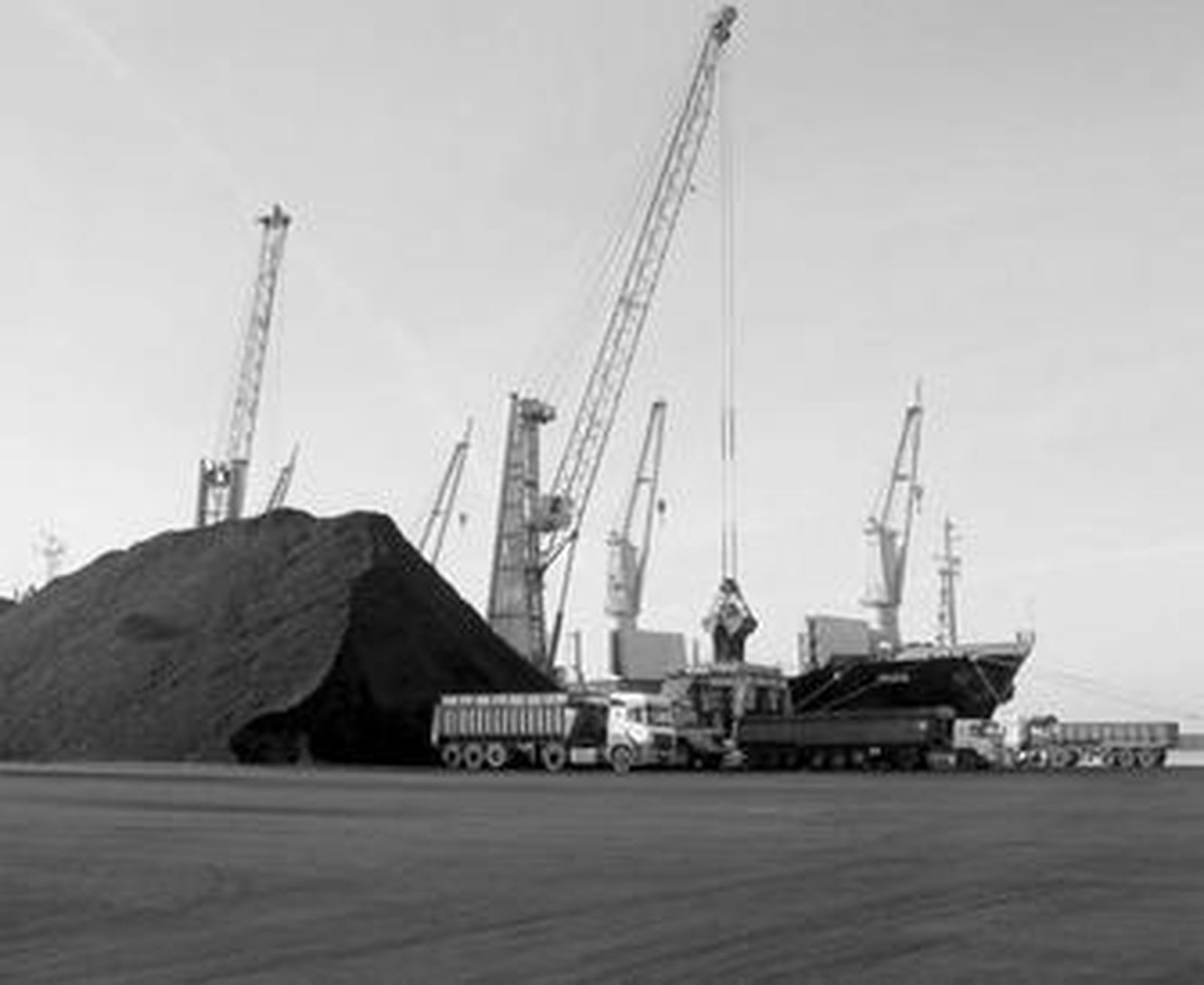 Maniobras de descarga en el Muelle Ingeniero Juan Gonzalo.