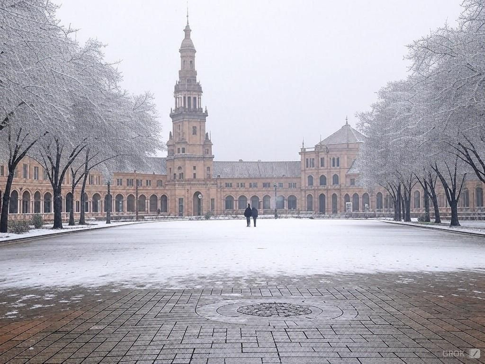 La Plaza de España cubierta de nieve, según la IA