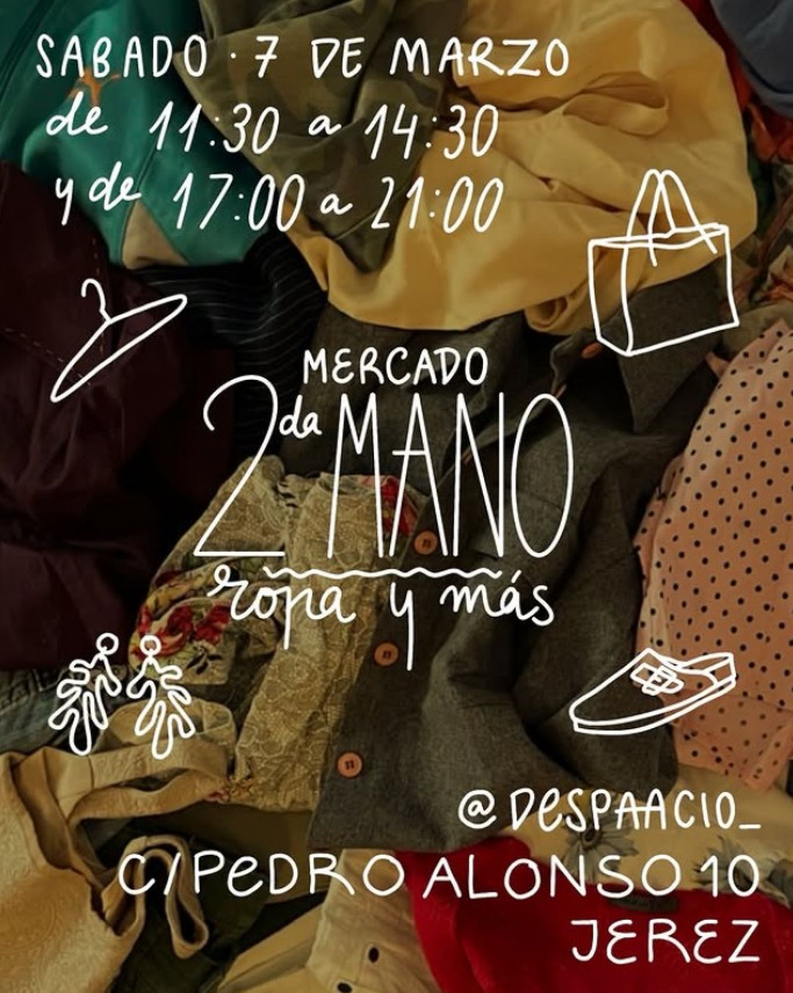 Cartel del Mercado de segunda mano, en Jerez.