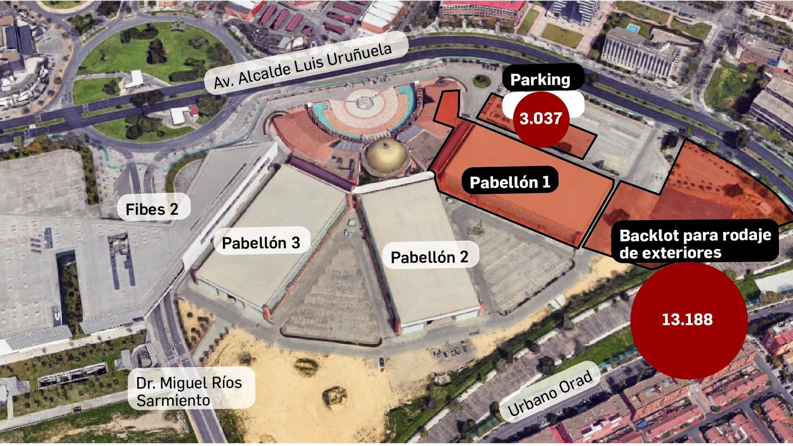 Zona reservada en Fibes para el hub audiovisual.