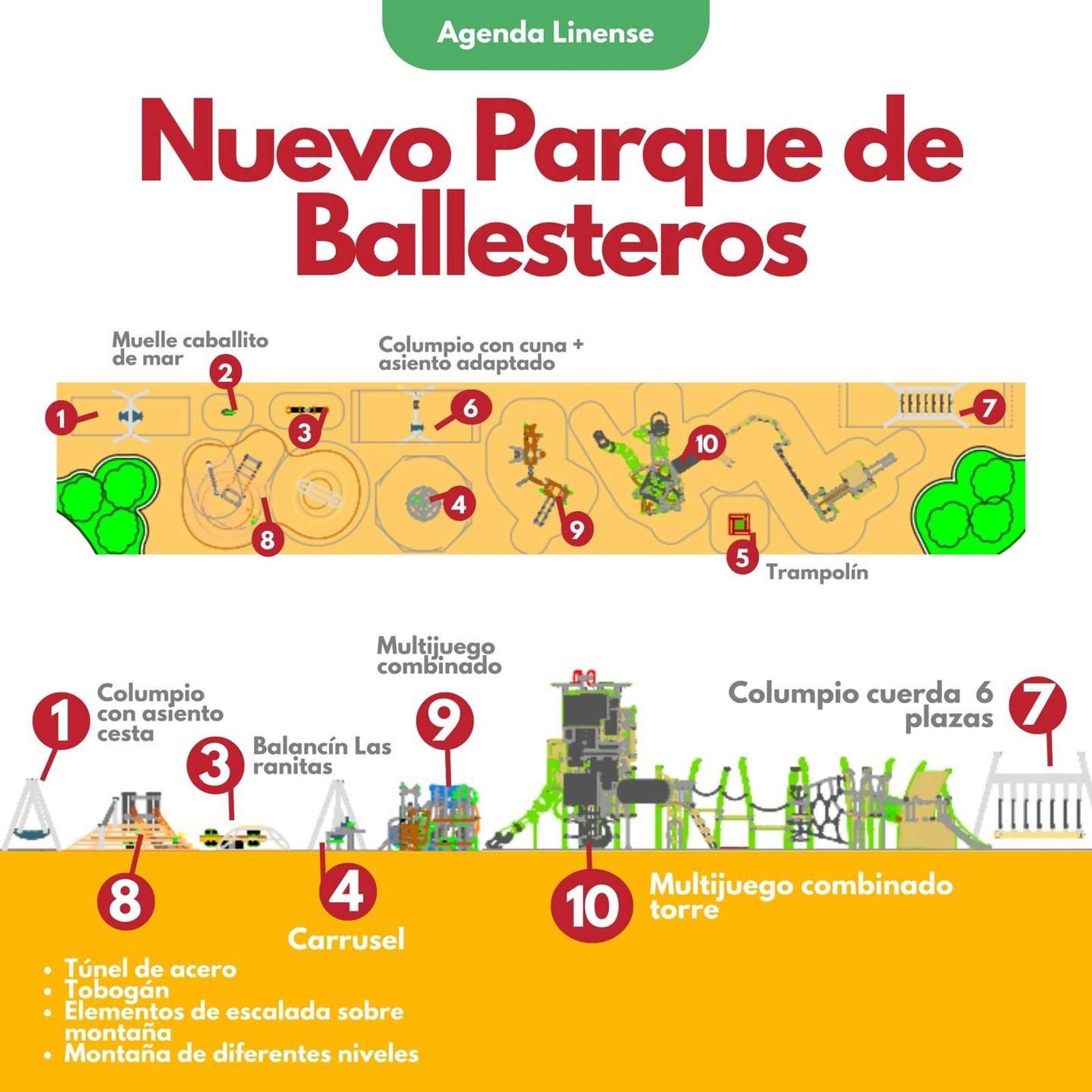 Infografía de cómo quedará el nuevo parque infantil en el complejo Ballesteros, junto a los Jardines Saccone.