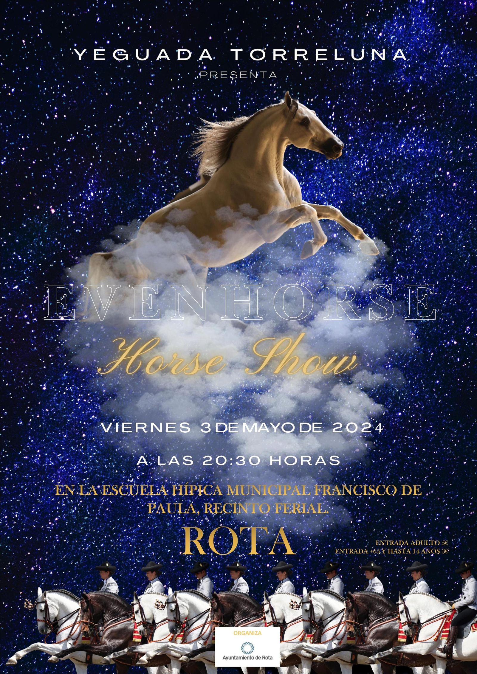 Cartel del espectáculo 'Evenhorse', en la Fiesta de la Primavera 2024 de Rota.