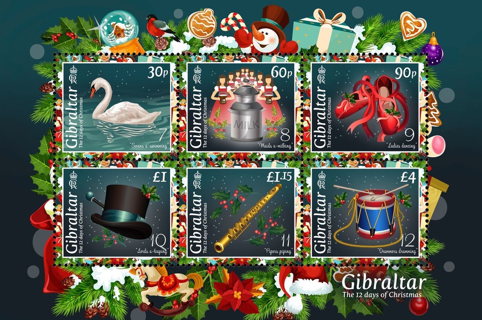 Los sellos de Gibraltar con el Monograma Real.