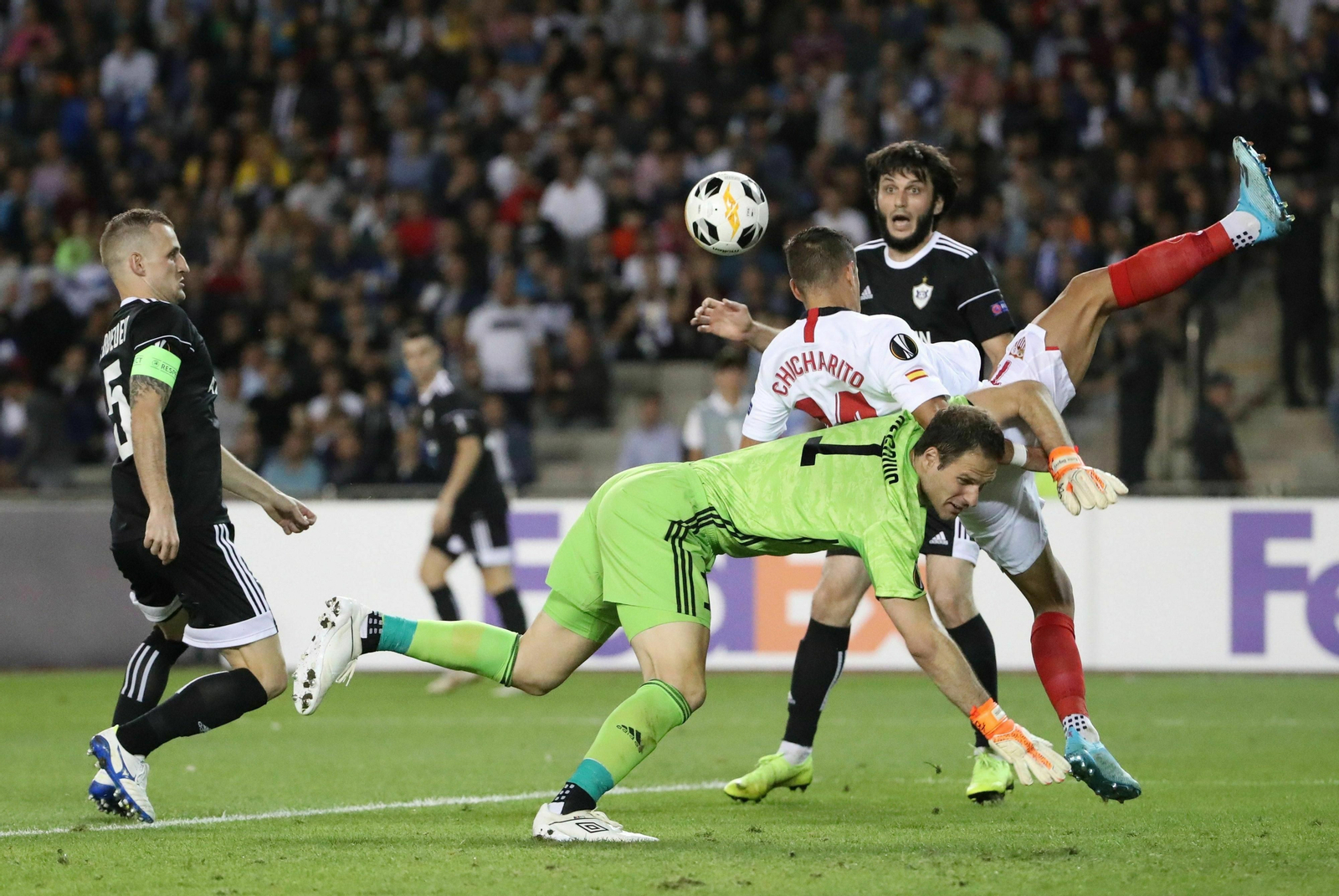 El Qarabag-Sevilla, en imágenes