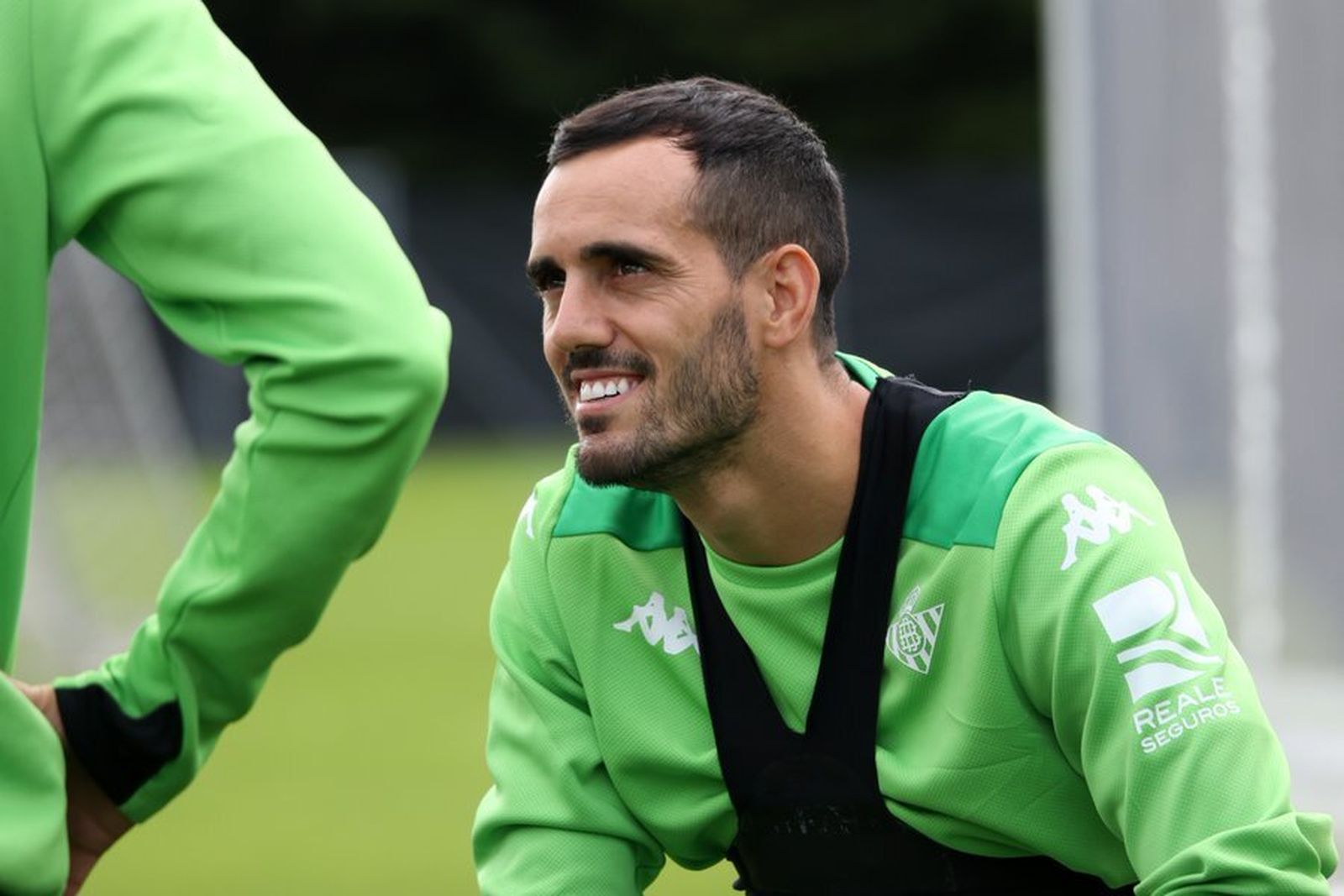 Juanmi, en el entrenamiento de hoy.