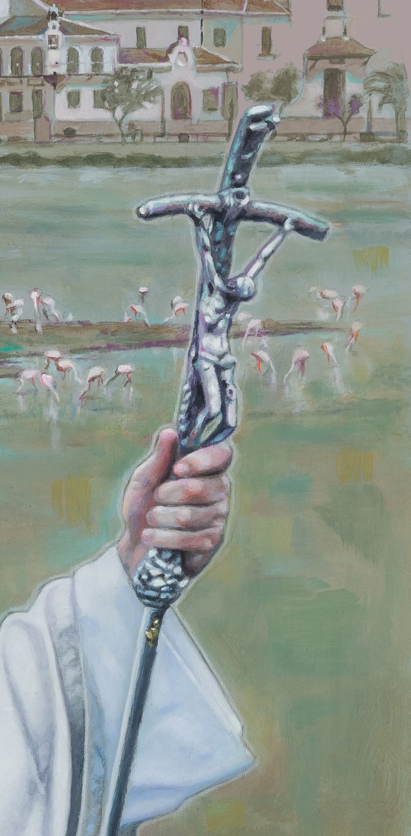 Detalle de la composición, realizada al óleo