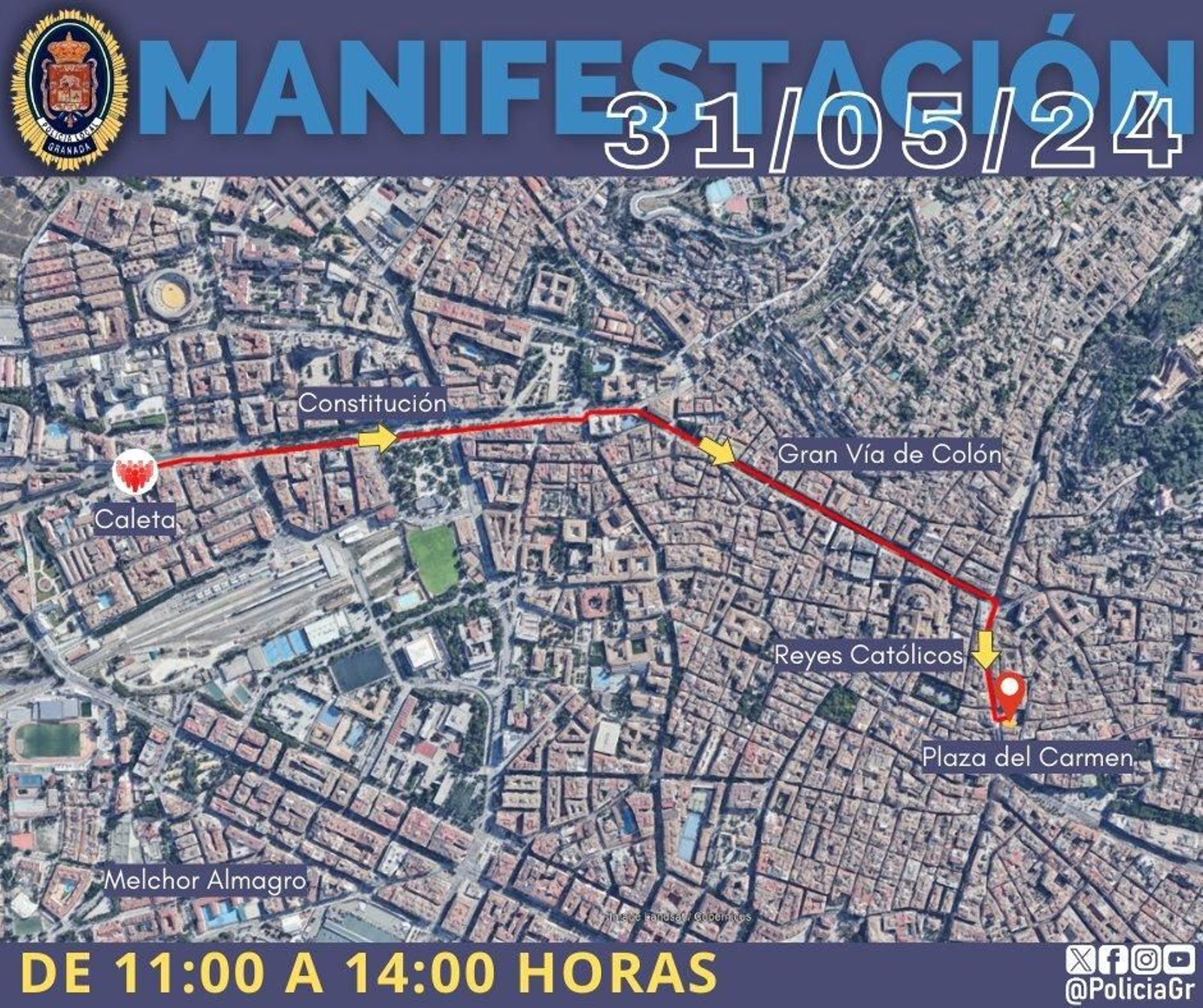 Recorrido de la manifestación de los trabajadores de Alsa Recorrido de la manifestación de los trabajadores de Alsa