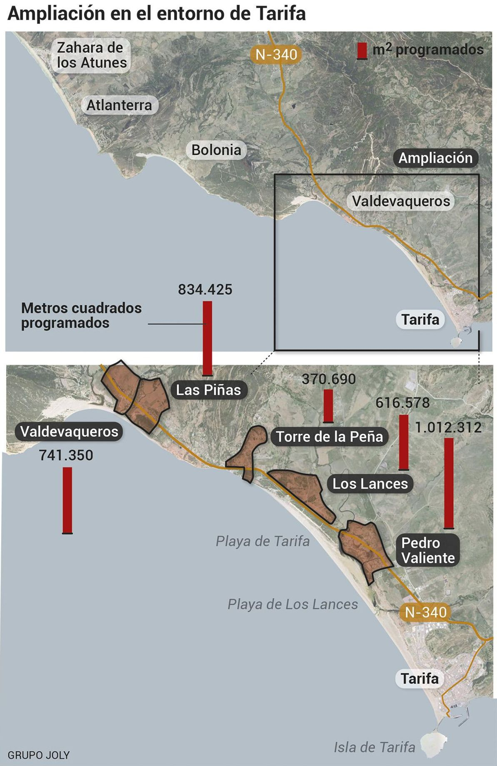 Urbanizaciones en la zona de Tarifa. Fuente: Greenpeace.