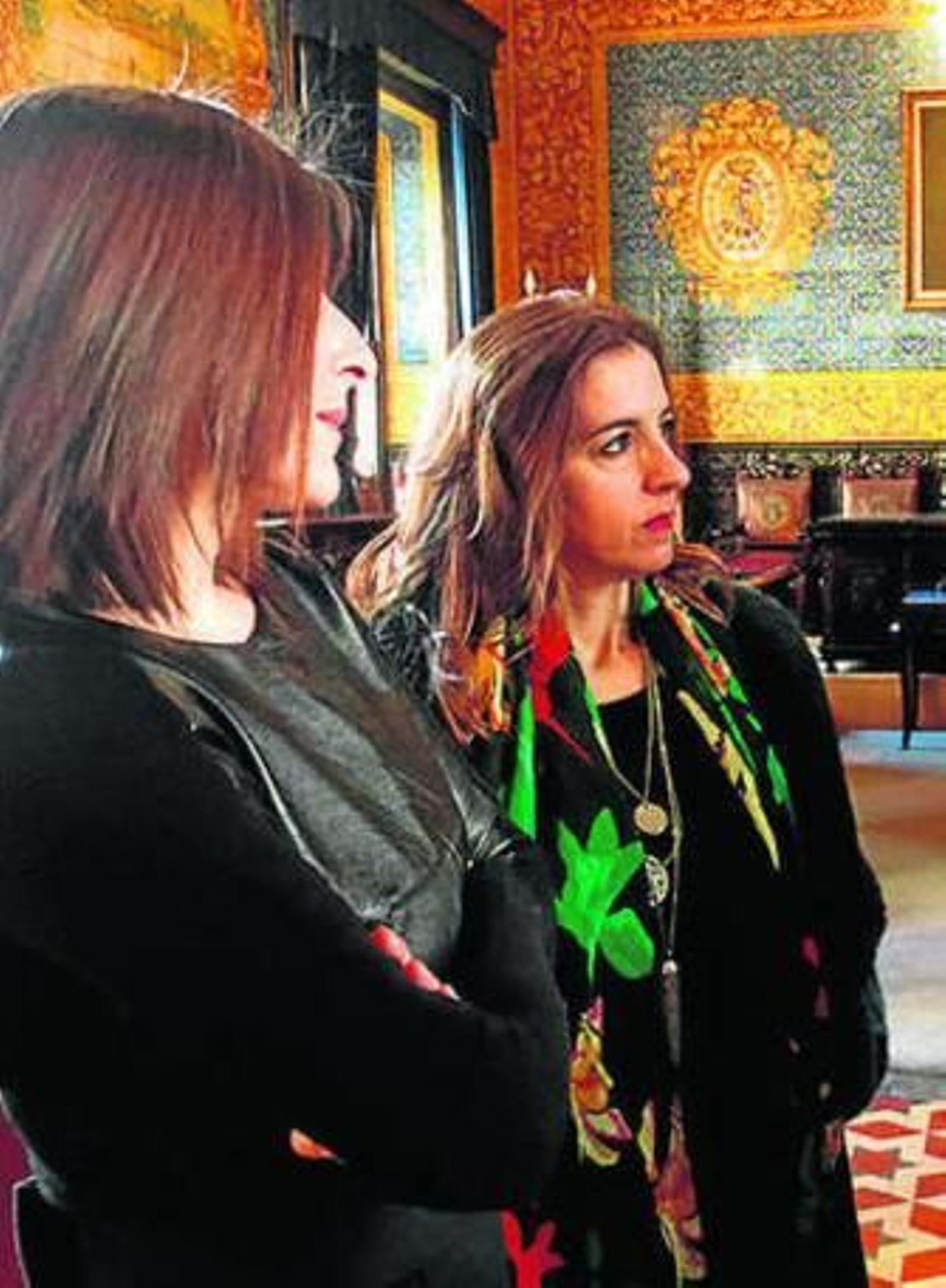 Las actrices en Algeciras, ayer.