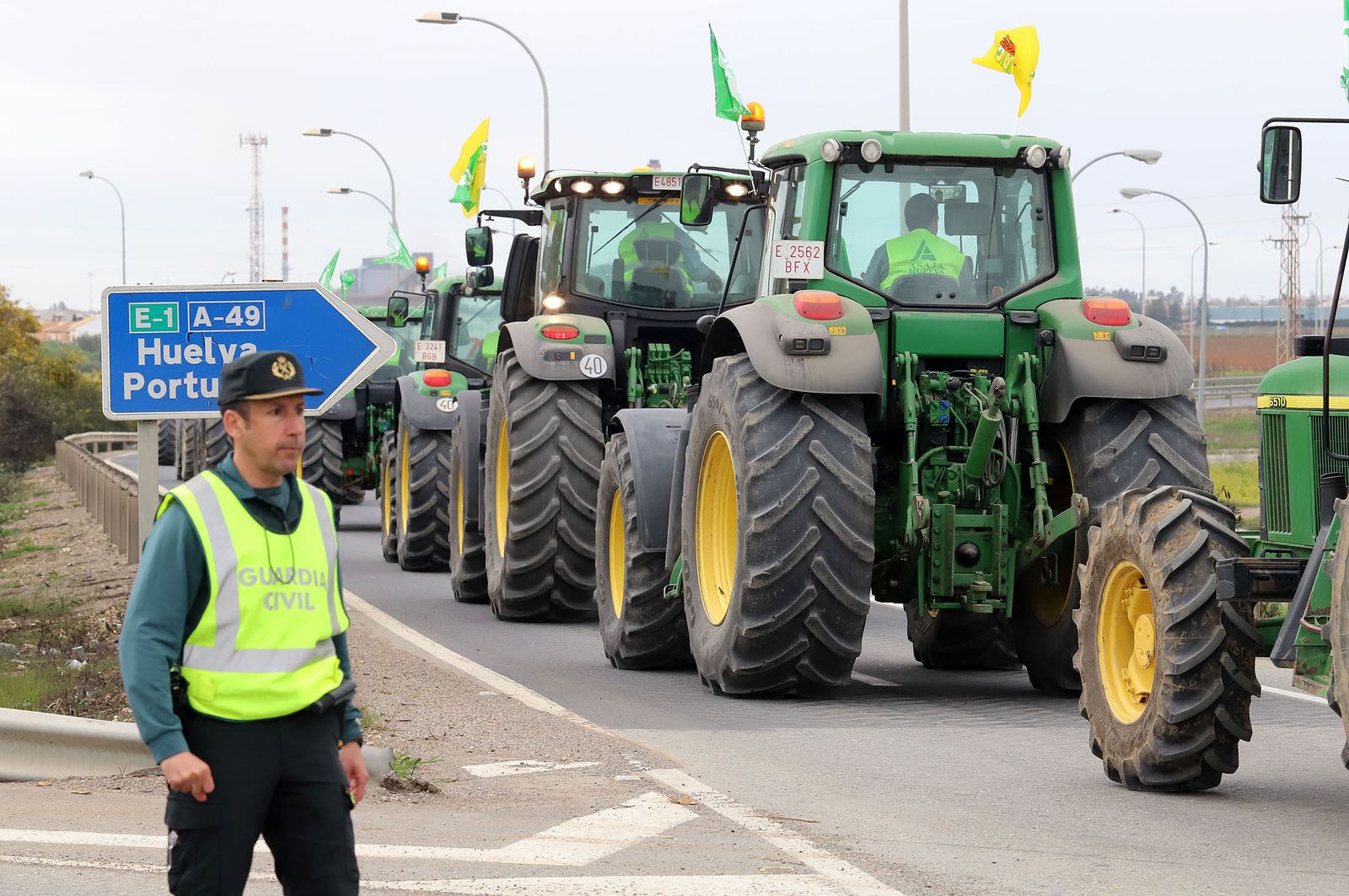 Tractorada en 2020 cuando se cortó la A-49 Huelva-Portugal