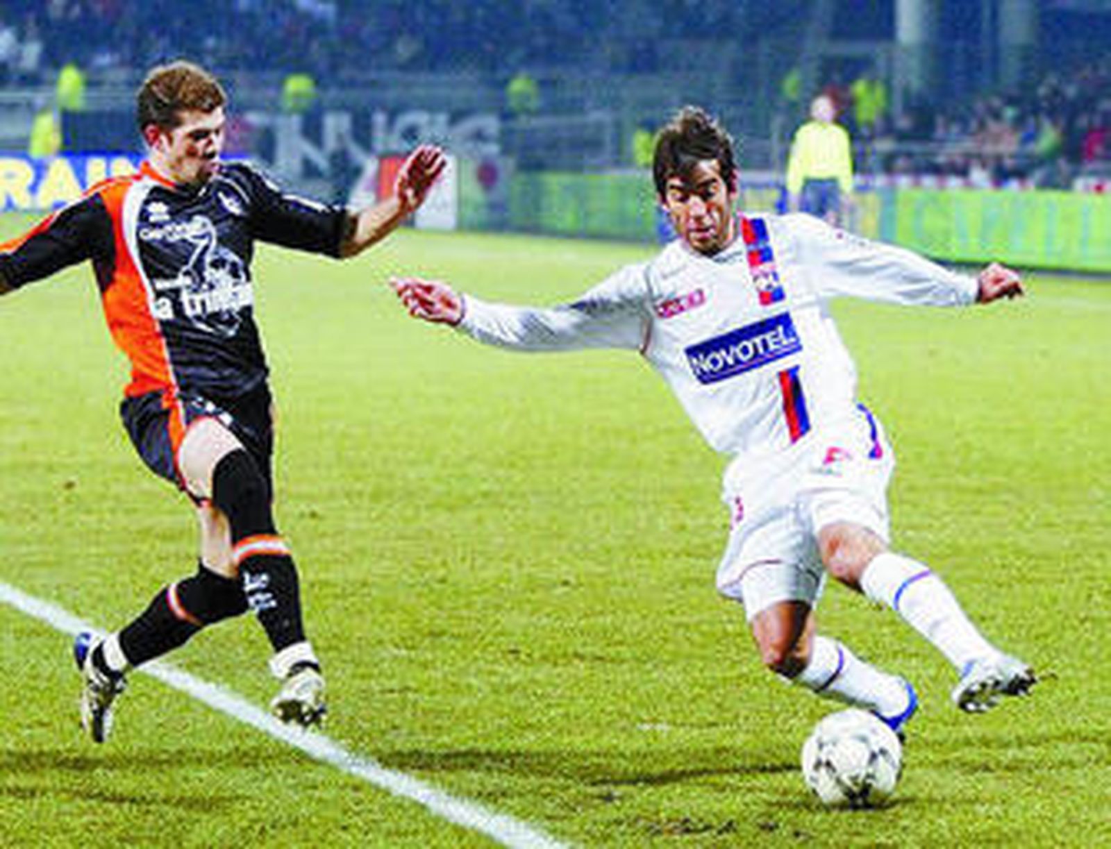 Delgado, durante un encuentro de la liga francesa con el Lyon.