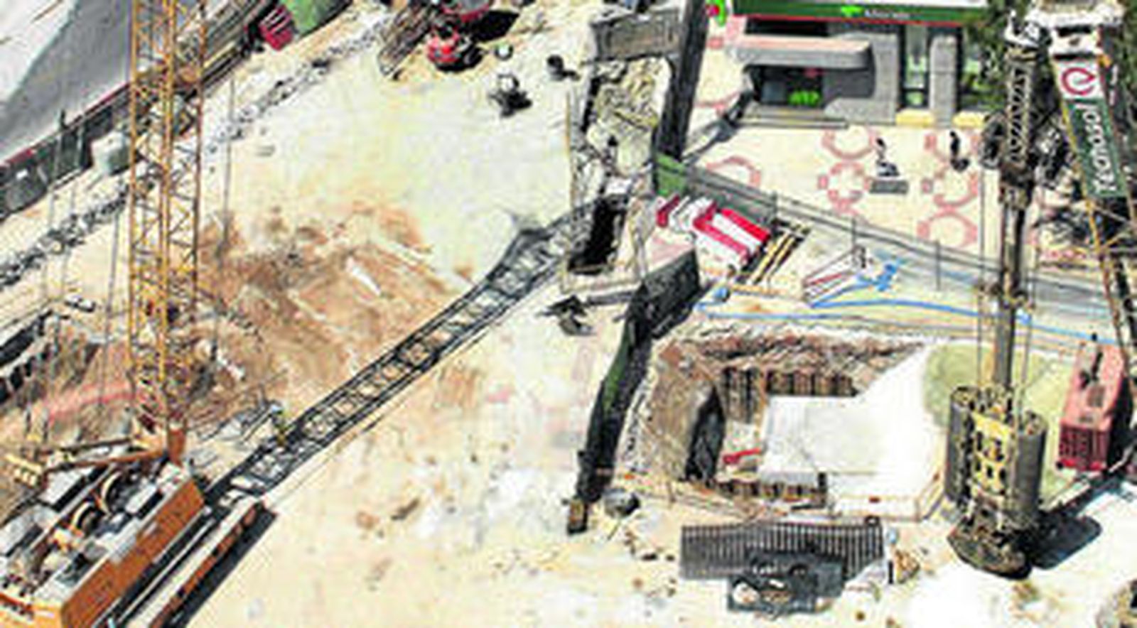 Obras del Metro, el pasado mes, en la rotonda de Albert Camus.