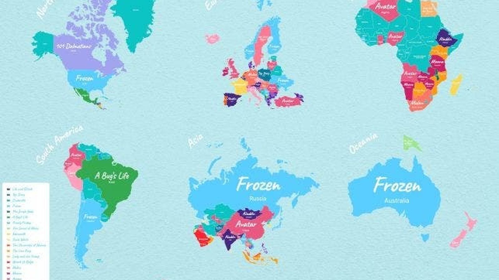 Mapa de las preferencias cinematográficas por territorios.