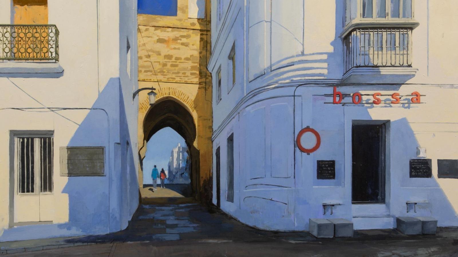 El arco de la Puerta de Jerez, pintado por Cecilio Chaves.