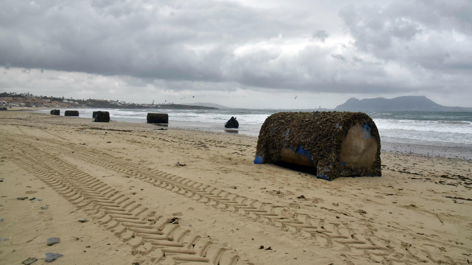 Mejilloneras varadas en la playa de Getares