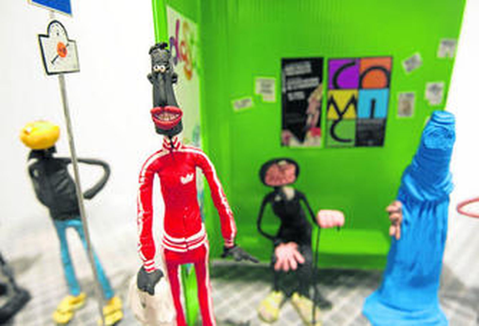 Una de las cerca de 20 escenas protagonizadas por figuras de plastilina.