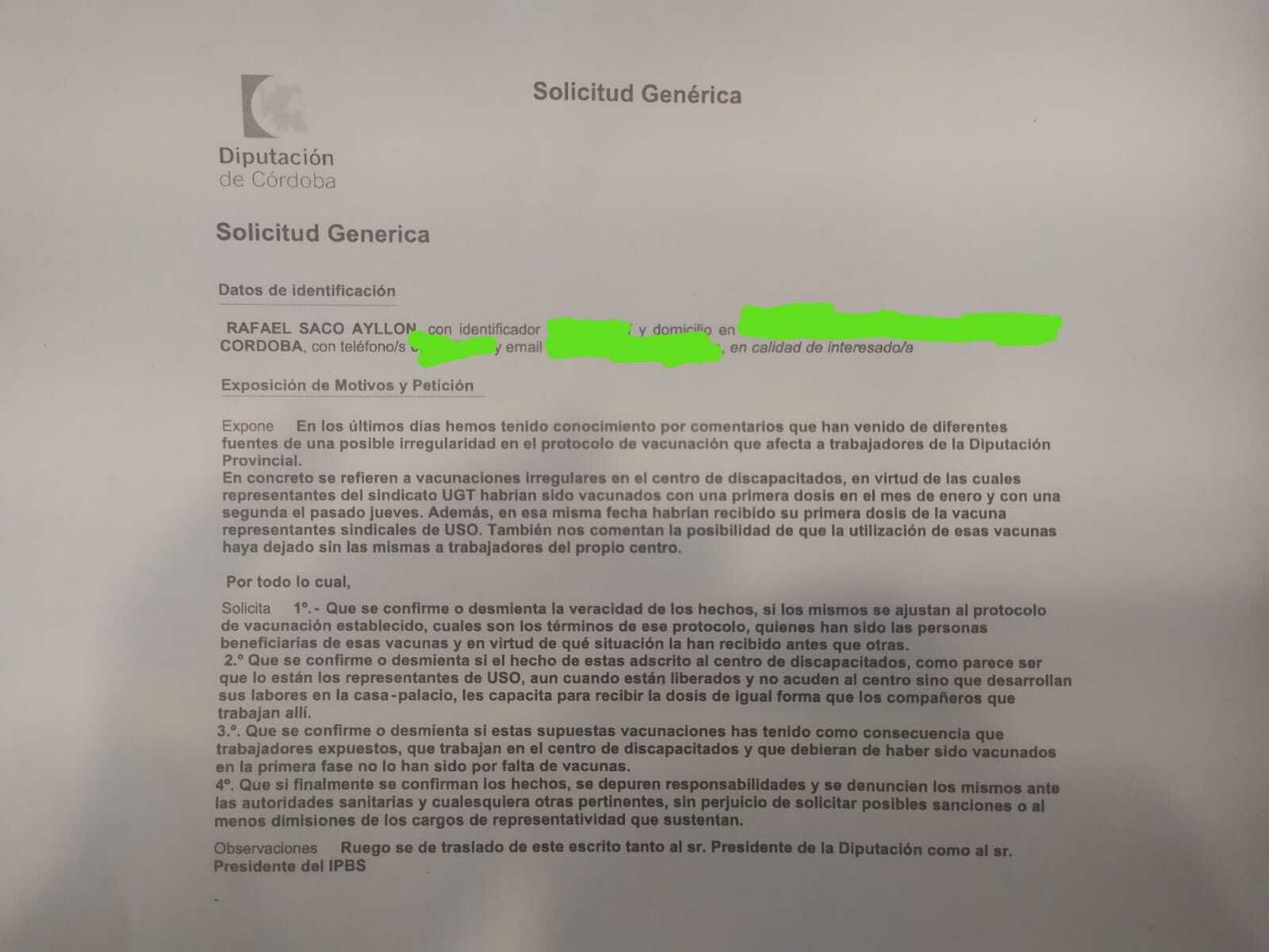 Escrito entregado por Vox.