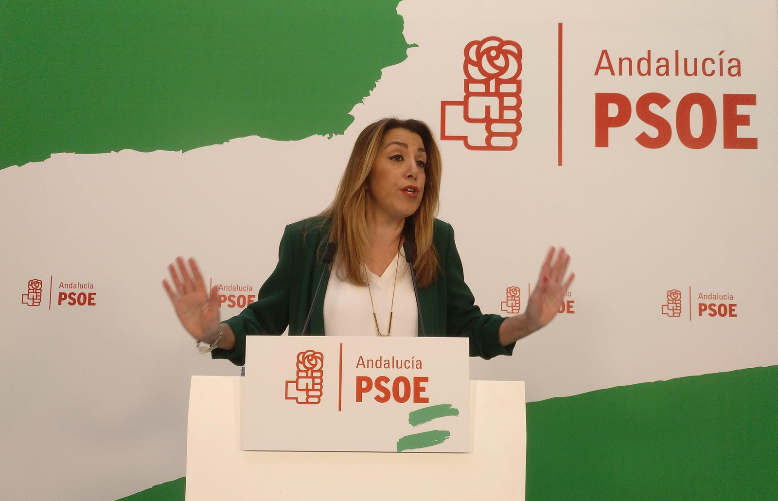 Susana Díaz, durante la rueda de prensa.