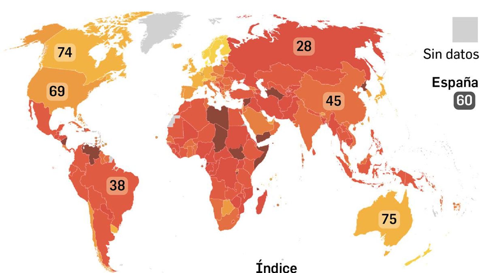 Índice de la percepción de la corrupción por países 2022. Fuente: https:transparency.org.