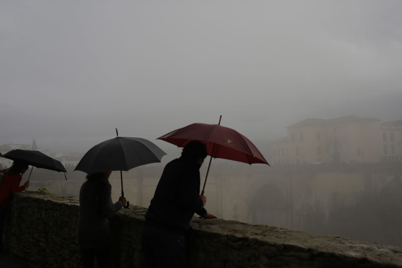 La lluvia ha venido acompañada de niebla en Ronda.