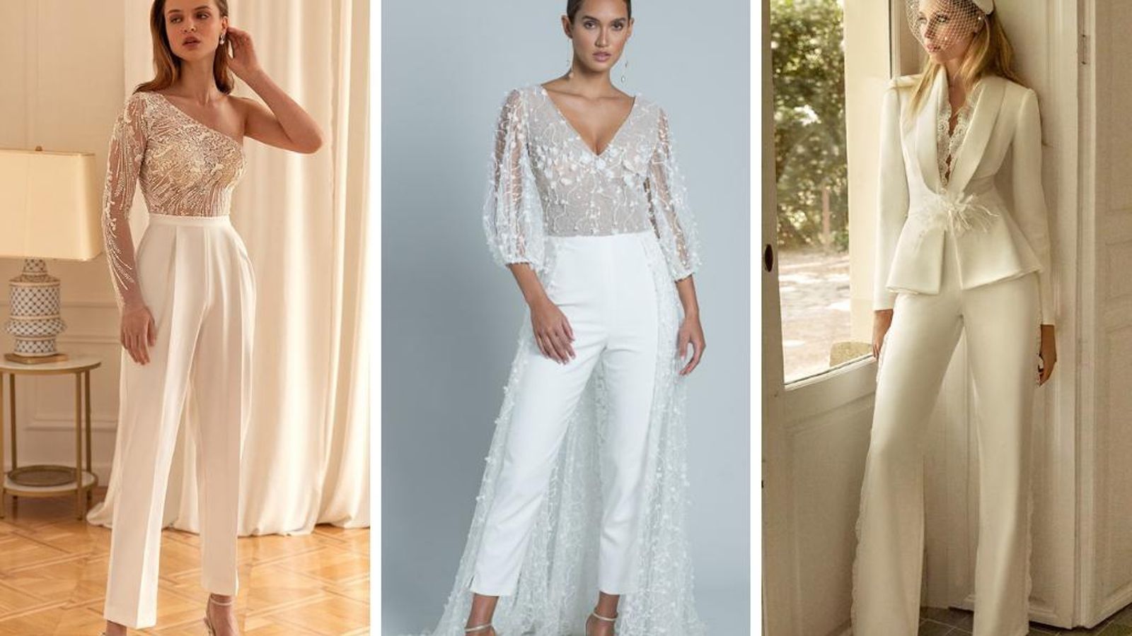 Propuestas de looks con pantalones para una novia atrevida. Propuestas de looks con pantalones para una novia atrevida.