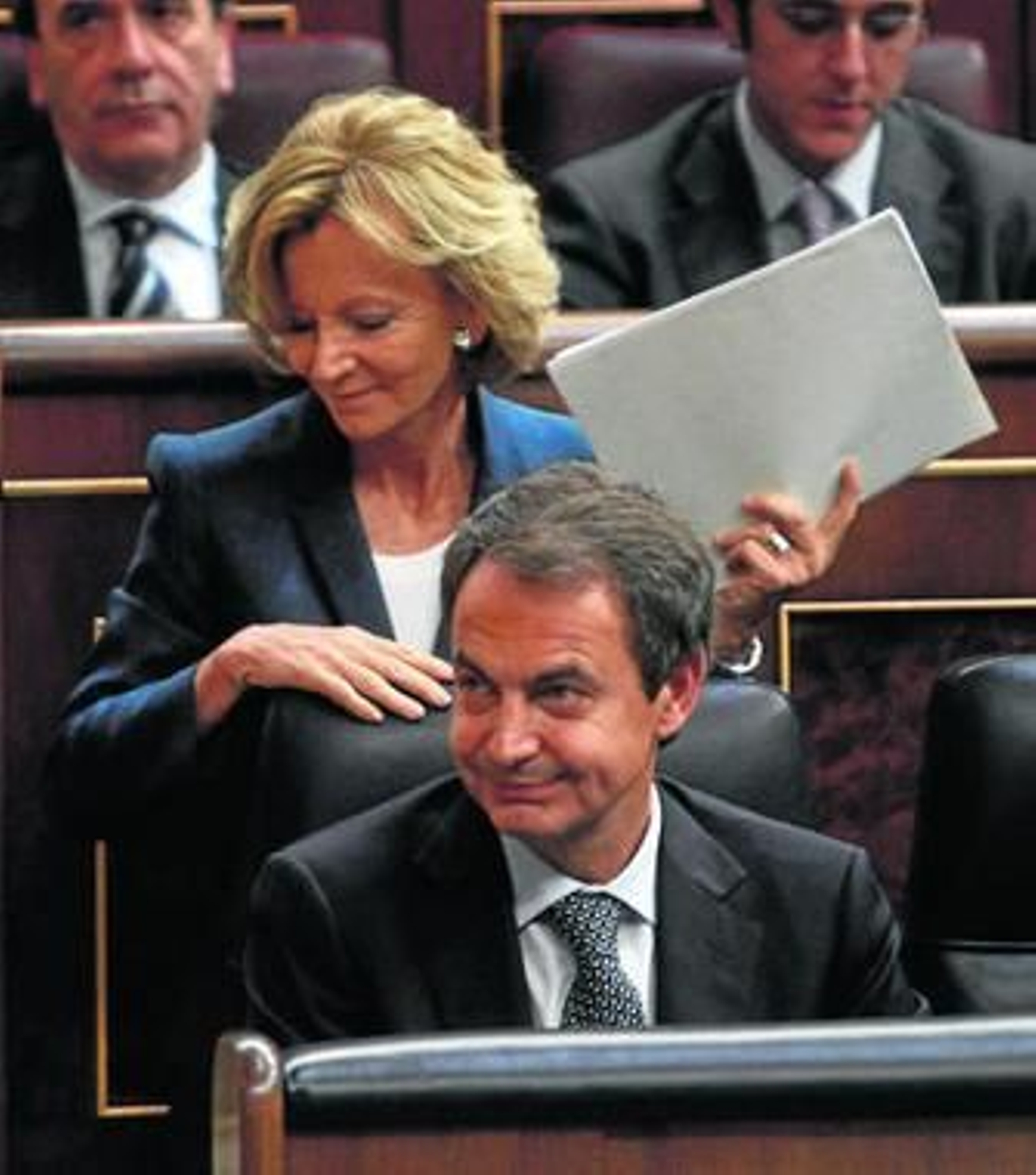 Salgado y Zapatero, ayer en el Congreso.