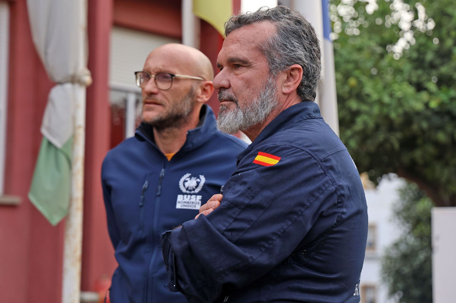 Imágenes de la partida de los bomberos de BUSF Huelva hacia Valencia