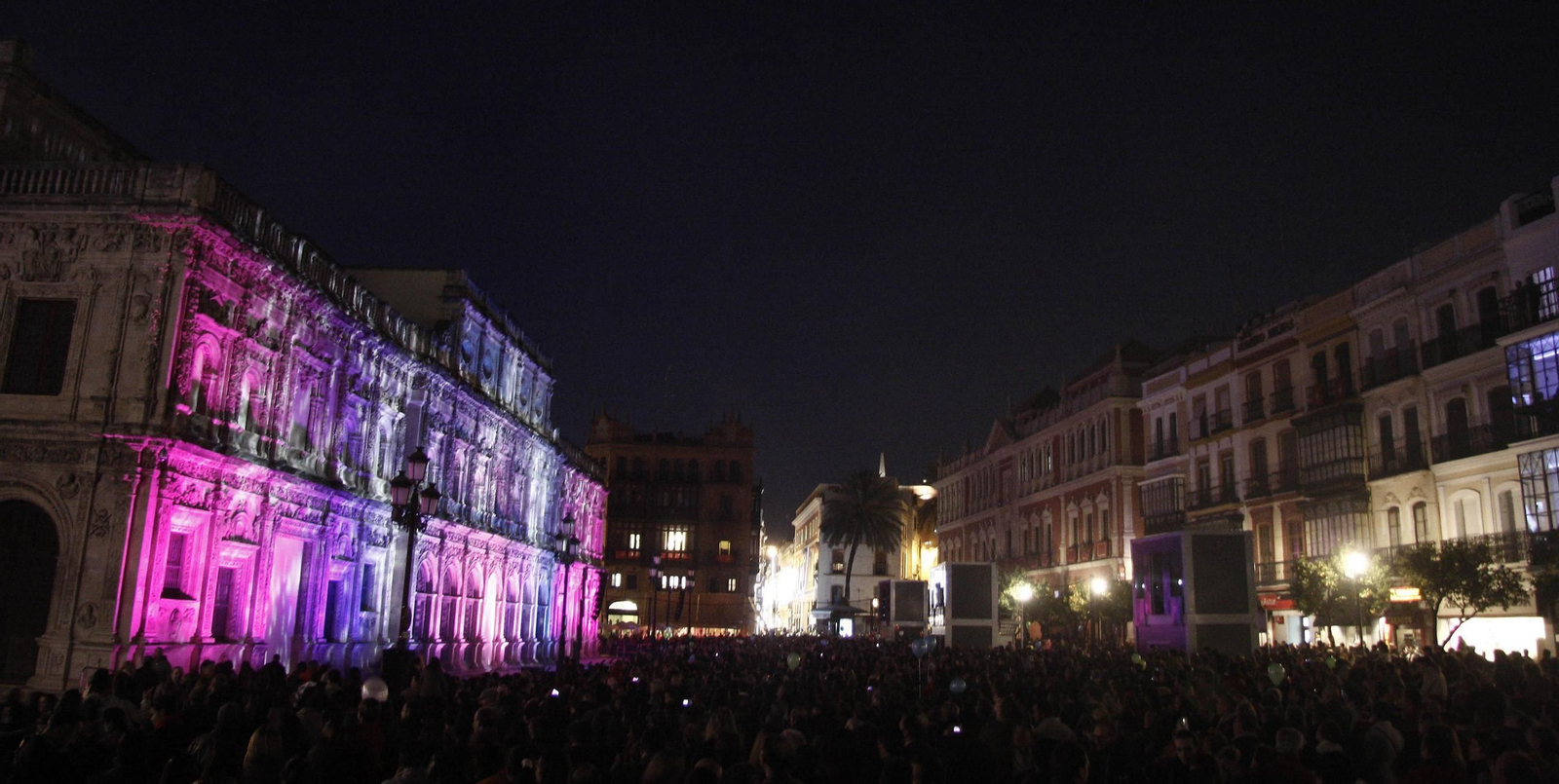 El mapping de la Plaza San Francisco de Sevilla, en una imagen de archivo