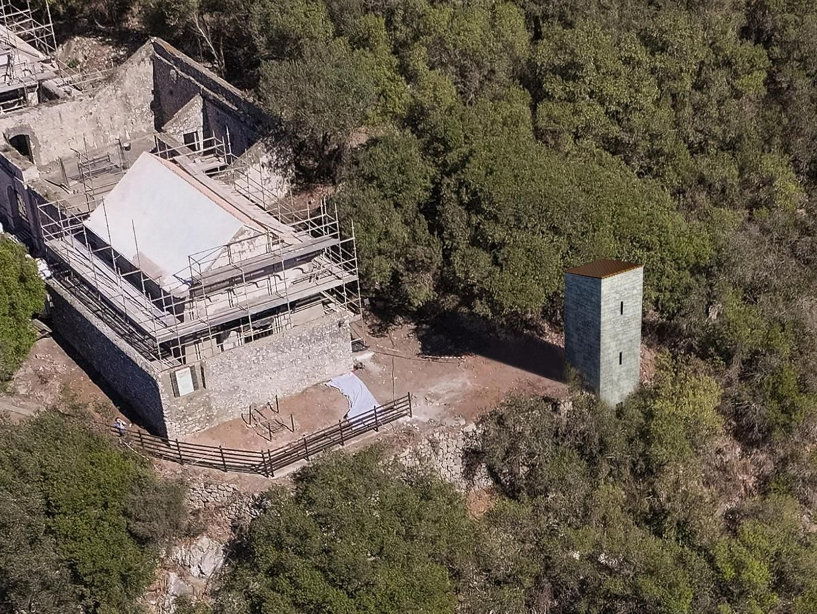 Recreación infográfica de la torre del siglo XVIII en Gibraltar.